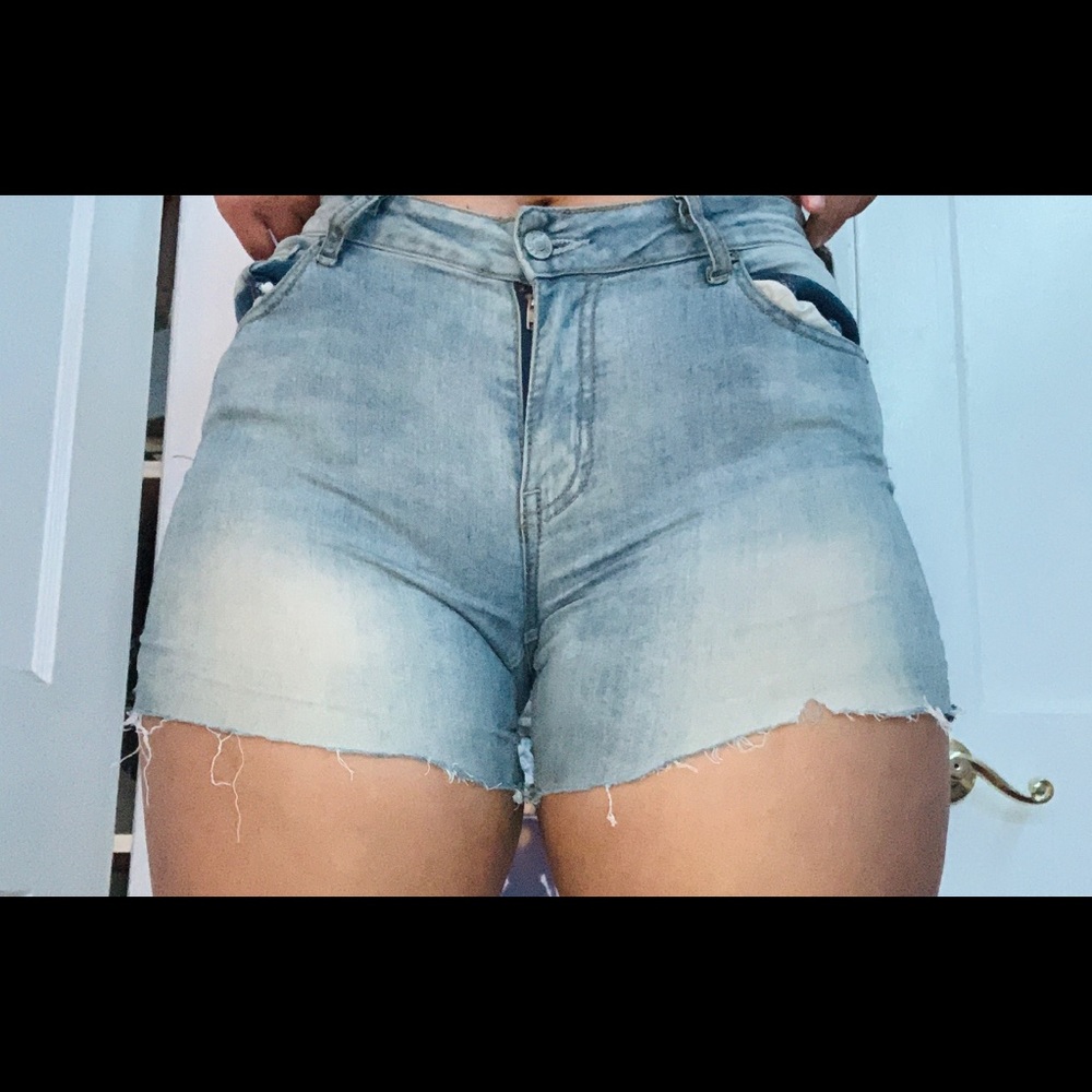 Blue denim shorts